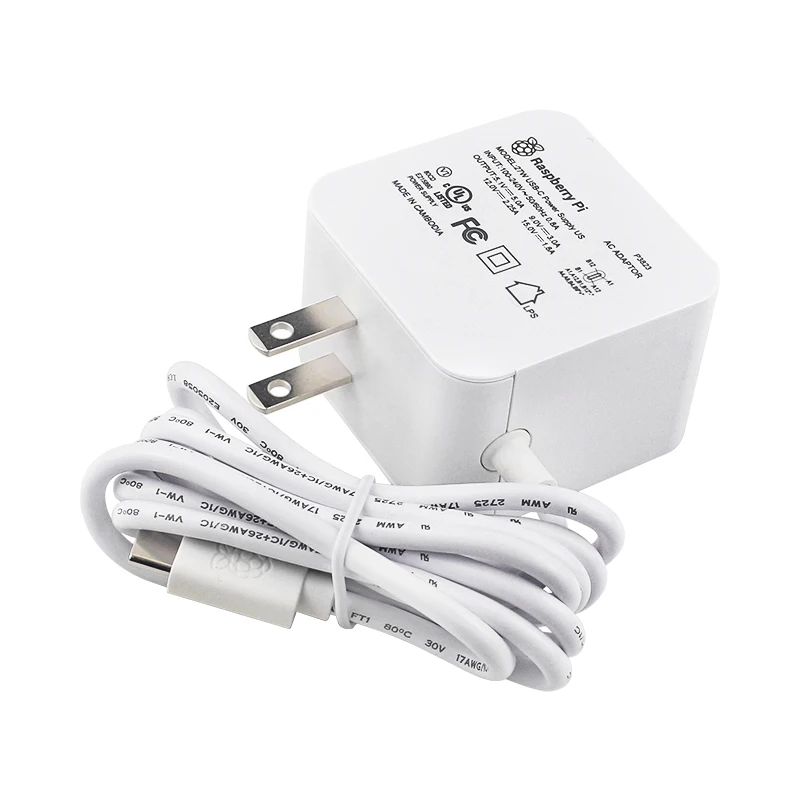Fonte de Alimentação Oficial Raspberry pi 27w Usb c Compatível para Carregamento pd ue Eua uk Plug 5.1v 5a - Imagem 4