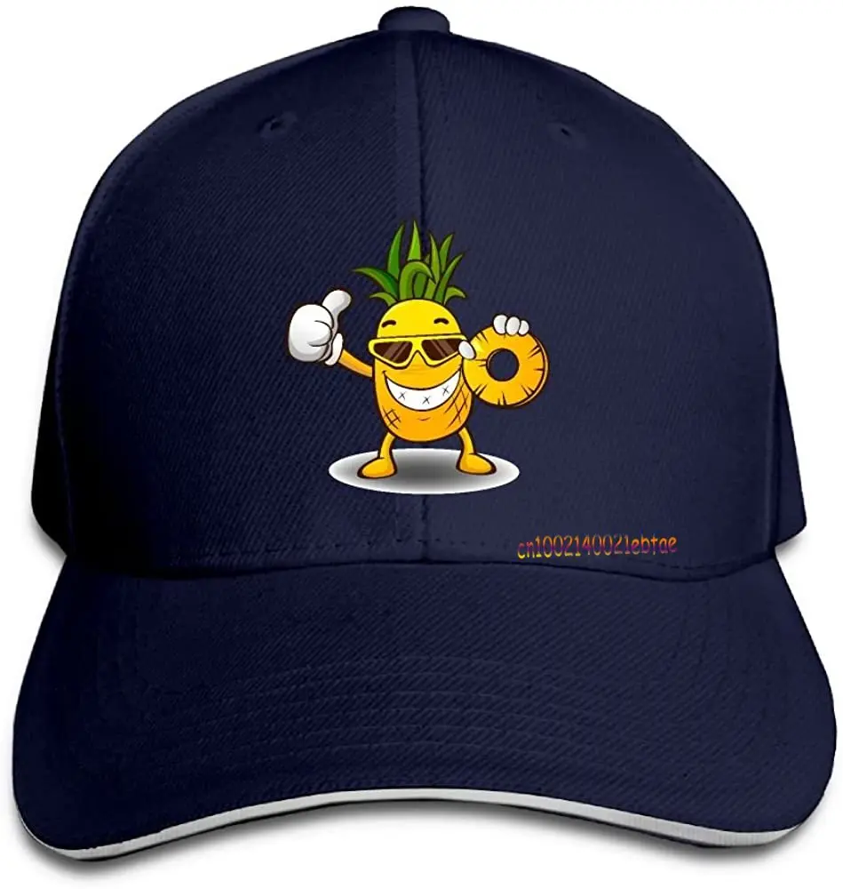 Comic Adorable Pineapple Print Baseball Caps Custom Sandwich Peaked Cap ...