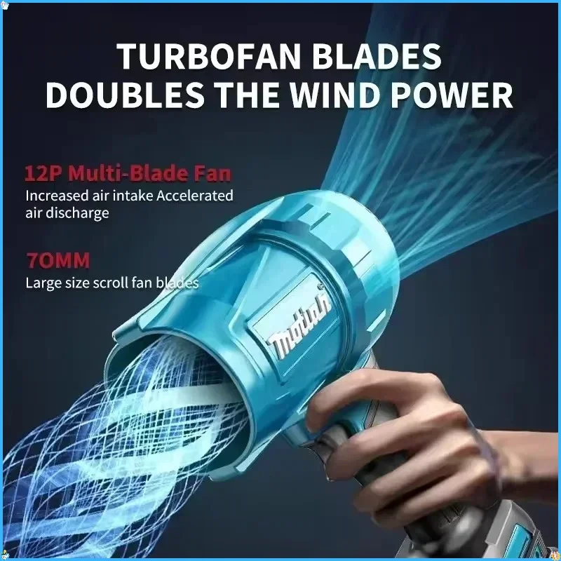마키타 강력 블로워 터보 제트 팬 전동 에어 더스터 풍속 터보 충전식 라이트 포함 차량 청소 도구