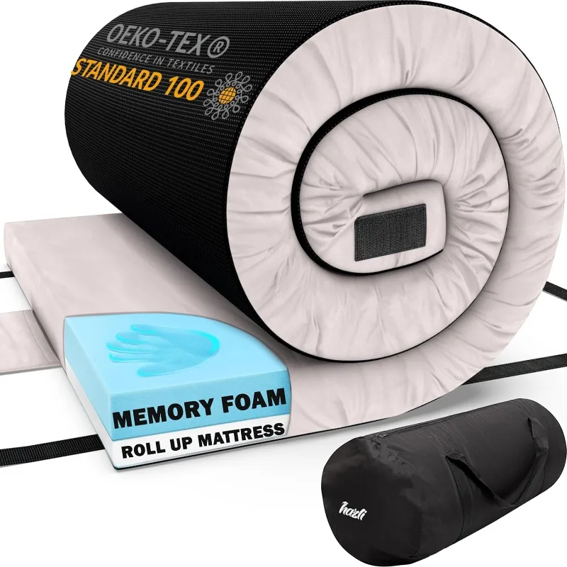 

Comfort-Cell Memory Foam Camping Mattress Pad, CertiPUR-US Roll Up Mattress, Cot Mattress Pad, Guest Bed Roll for Sleepover