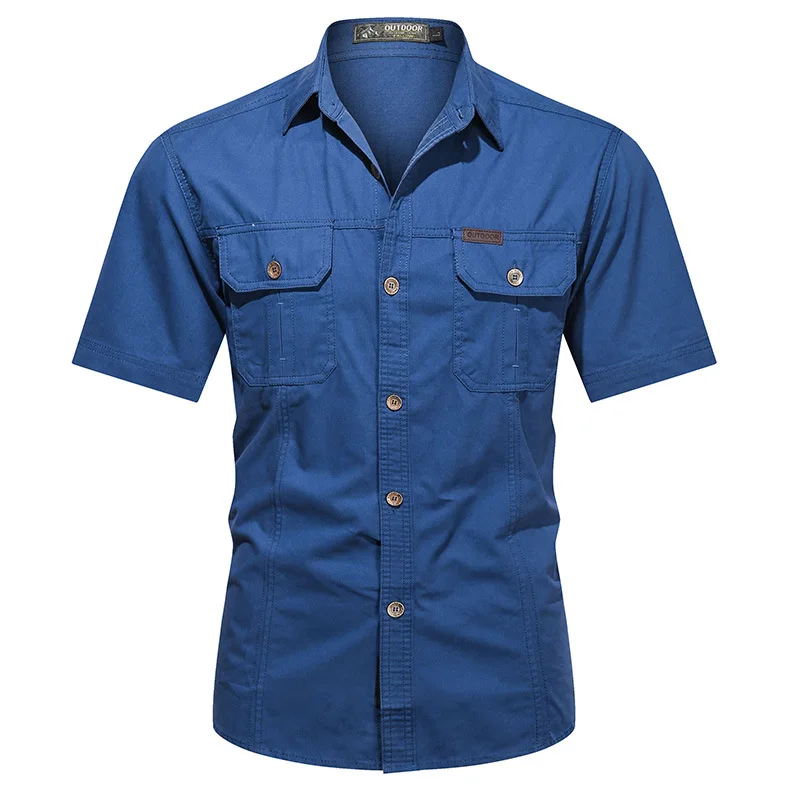 New Summer Quick Dry Men's Short Sleeve Casual Shirt Outdoor Work Shirt Tops Thin Breathable Lapel Cargo Outdoor Hiking Shirt