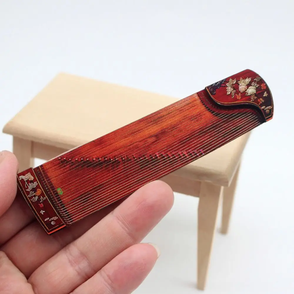 1/6 1/12 Dollhouse Musical Instruments Multicolor Courtesan Pattern Chinese Classical Instrument Wood Photo Props