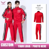 Custom Men Jacket Tracksuit Casual Sports Suit print logo Men's Set Autumn  Two Pieces Set Mens Sportswear Plus Pants Suit 1