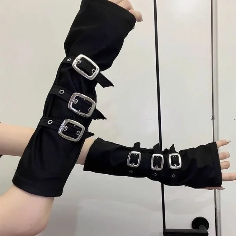 Y2K Personalisierte Schnalle Punk Stil Damen Fingerlose Handschuhe Luo Hip Hop Stil Bühnenaufführung Street Dance Ärmel – Detail 6