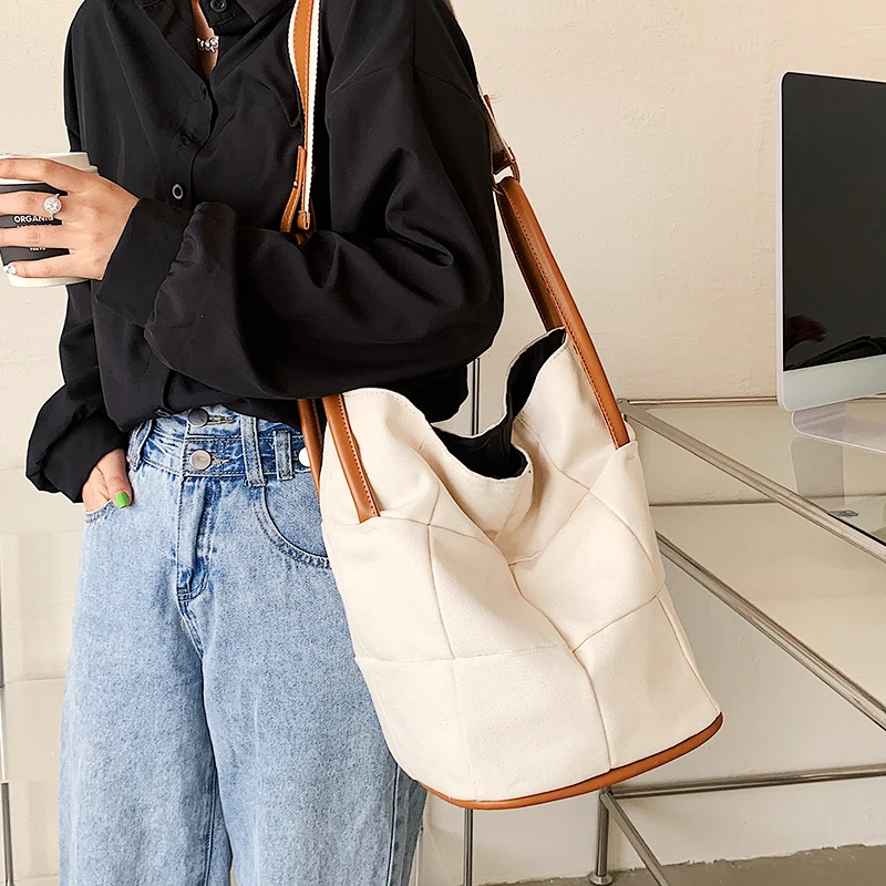 Female Bag Shopper Simple Fashion Design Lattice Handbag Shoulder Large Capacity Tote Bag Women's Bag 2022 Trend Brand Crossbody