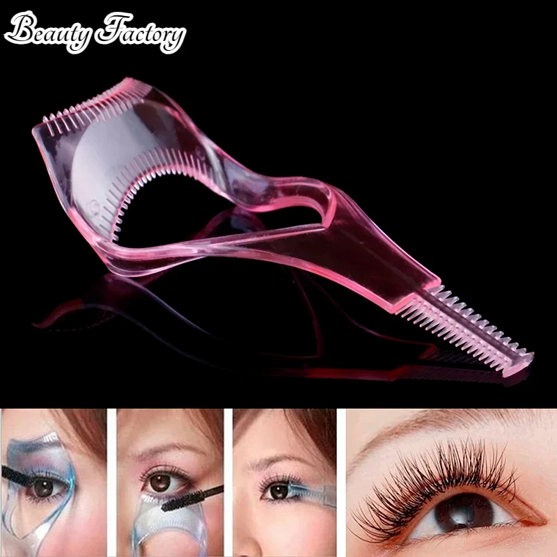 Makeup Tool Set 3 In 1 Mascara Shield Guard Curler Applicator Comb Guide Card Eyelash Tools