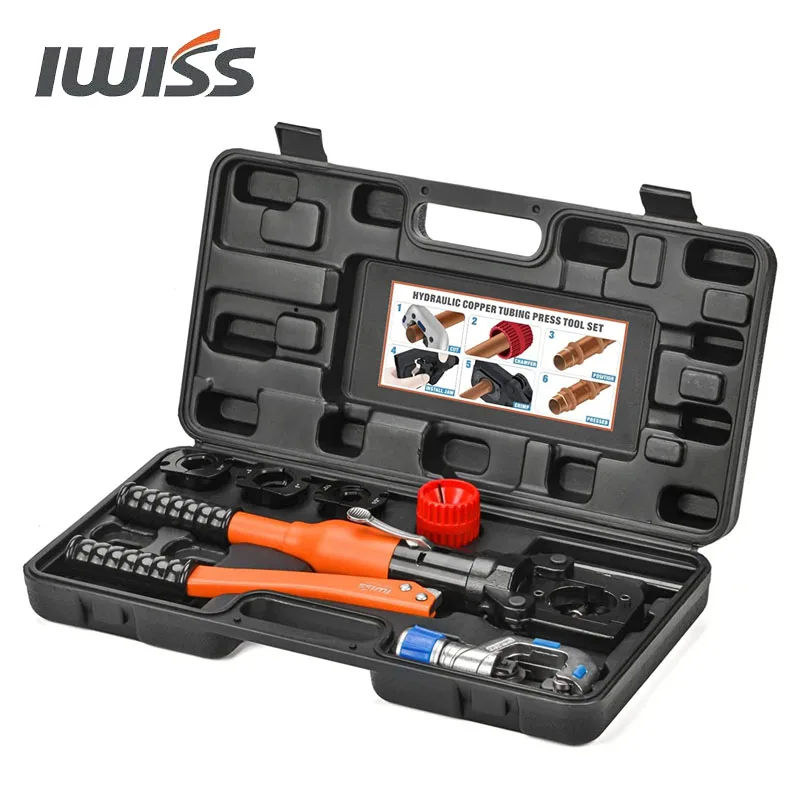 IWISS KIT 1632HY Hydraulic Copper Tubing Press Tool Kit for 1/2 in 3/4