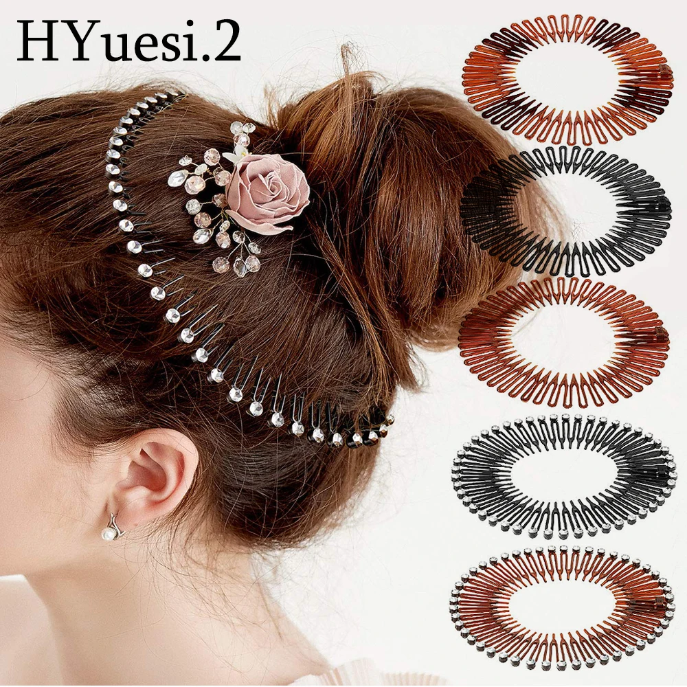 Classics Full Circular Stretch Comb Headbands Summer Women Girls Sports Flexible Plastic Circle Teeth Hairband With Diamond sports whistle referee whistle plastic whistle referee whistle 130db volume 5 colors abs for soccer no ball whistle