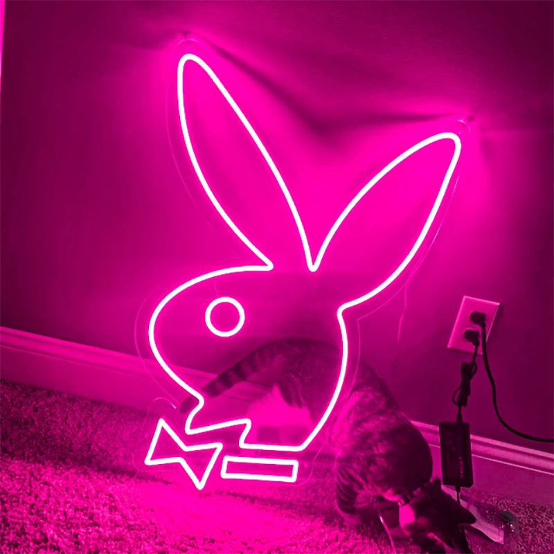 Neon Sign Rabbit Dimmable Bunny Neon Sign Acrylic LED Neon Light Sign for Art Wall Decor Bedroom Wedding Christmas Party 40x28cm