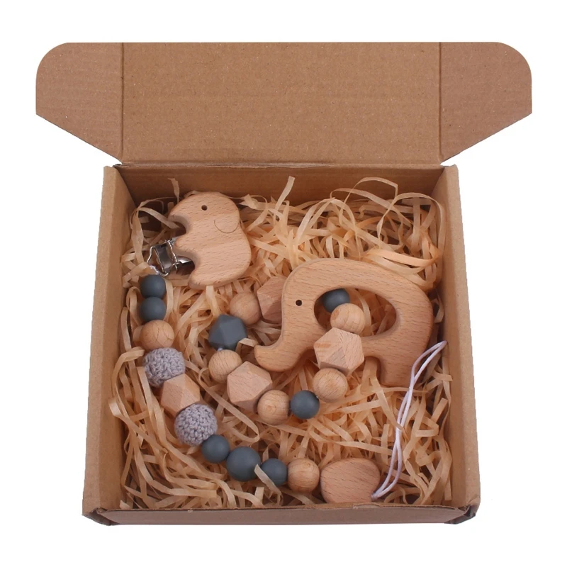 

Bracelet Teether & Pacifier Holder Clip Newborn Teething Toy Storage Anti-Drop Safety Wooden Bead Chain Infant Bitefree