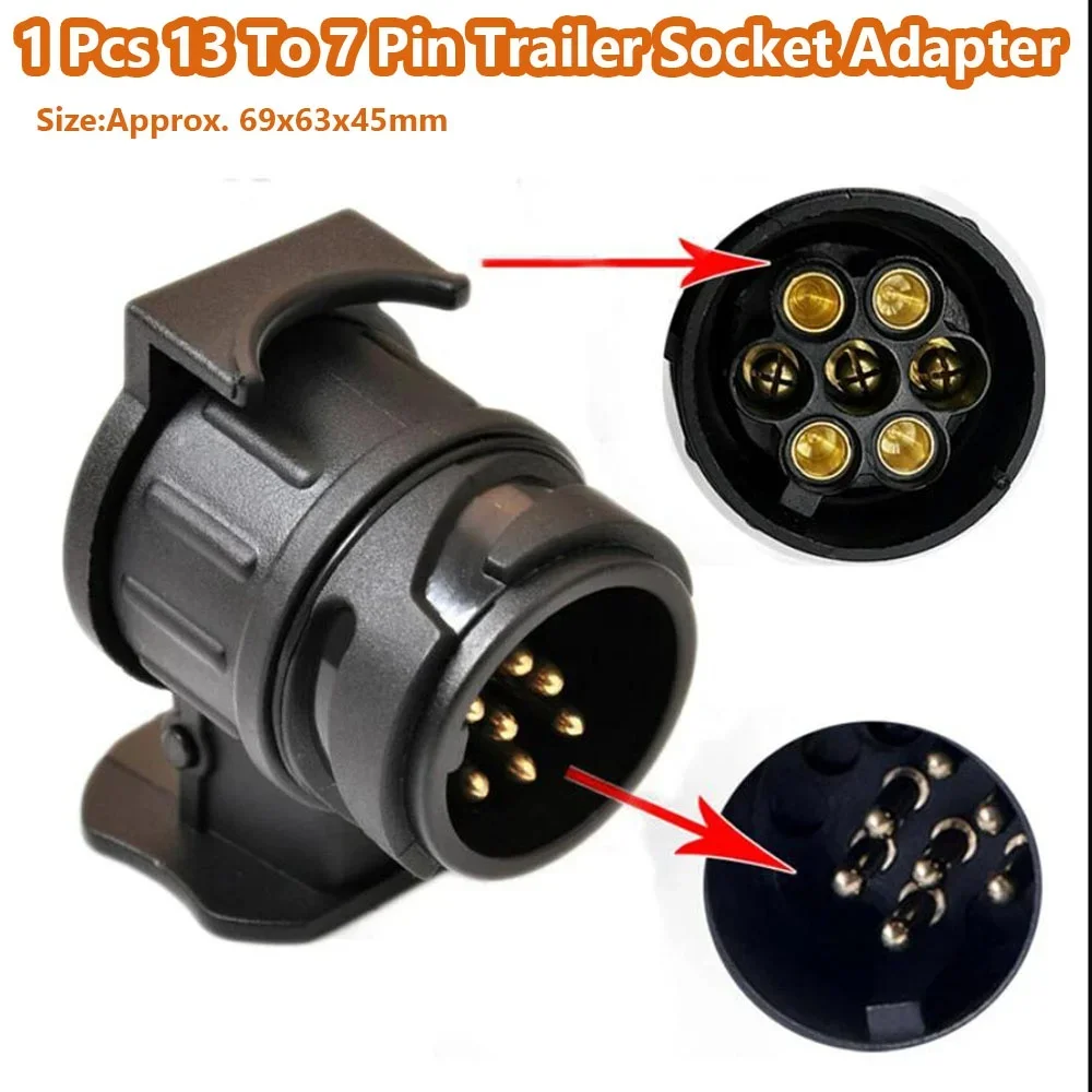 1 Pc Durable 13 To 7 Pin Plug Adapter Trailer Connector 12V Towbar Towing Waterproof Socket Adapter