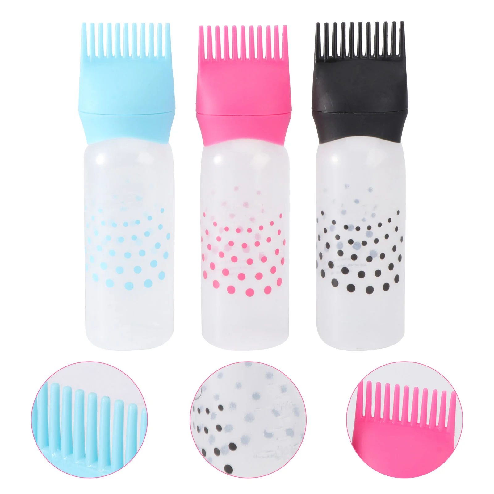 

Root Comb Applicator Bottle, 3pcs Bottle Comb with Graduated Scale, Reusable Hair Dye Applicators for Salon Home Barber ( Black