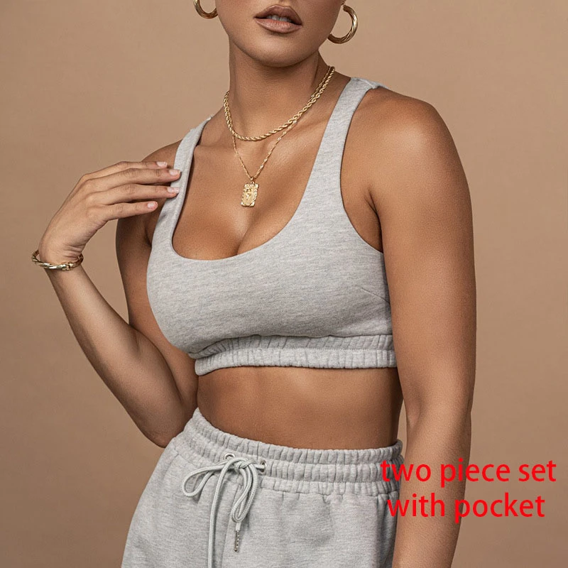 Casual Sport Set Crop Top Pants Set 2 Piece Set Women 2022 New Autumn Women Clothing Two Piece Set White Tracksuit Woman Pants