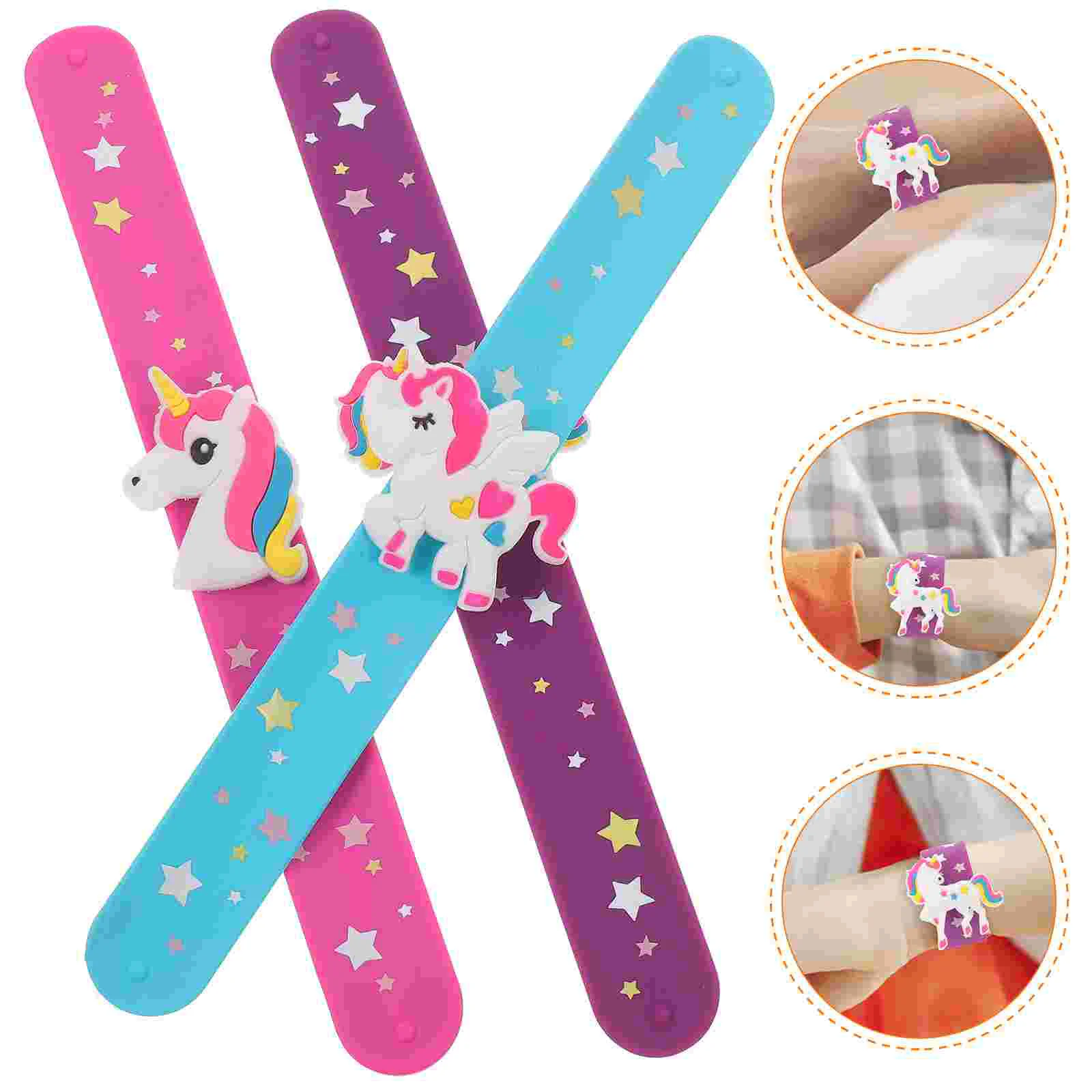 

3 Pcs Unicorn Pat Circle Slap Bracelet The Gift Bracelets Bulk For Party Snap Wrist Band