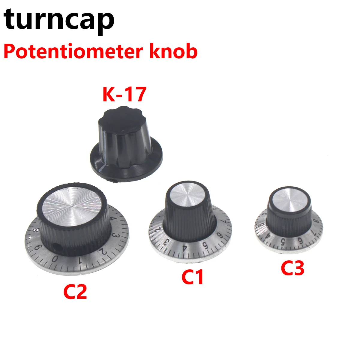 10PCS Speed regulating potentiometer Bakelite Knob Cap Scale C1 C2 C3 K-17 inner hole 6mm 10pcs bakelite aluminum alloy knob mf02 has a diameter of 22 13 5mm and five specifications 01 02 03 04 05