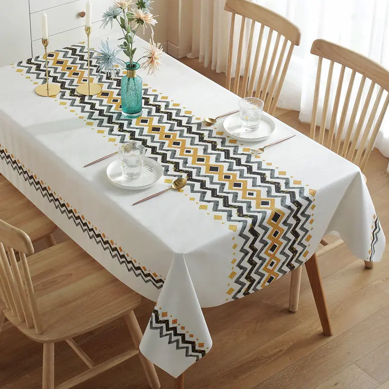 Modern Concise Style Pattern Waterproof Rectangular Polyester Tablecloth Home Decor Kitchen Living Room Wedding Party 2