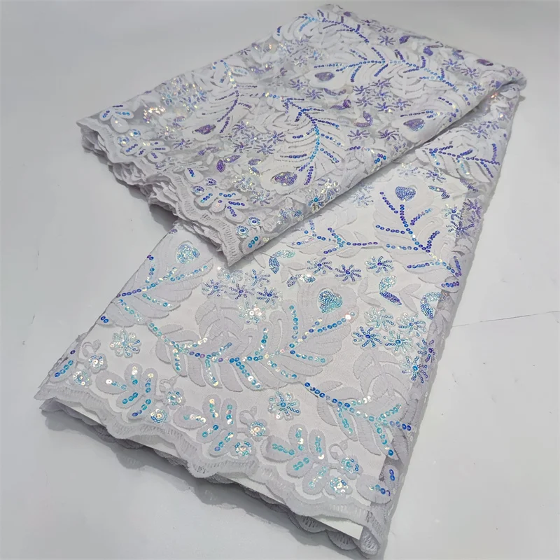 Nigerian Hot Sale Lace Orange Mesh Fabric 2022 African Fashion Sequins Tulle Lace French For Women Wedding Party Dress Sew