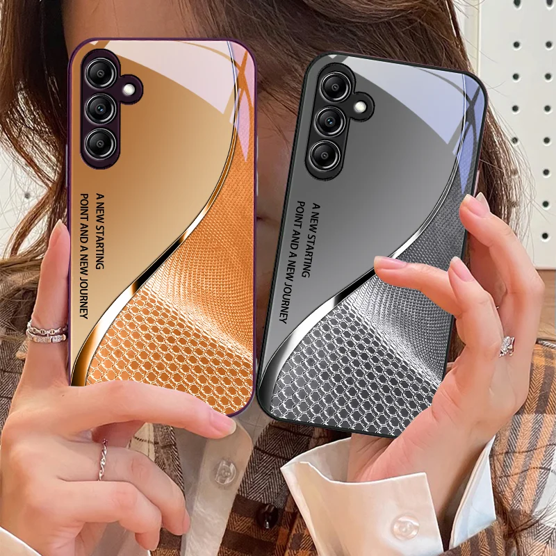 Mesh Curve Texture Tempered Glass Phone Case