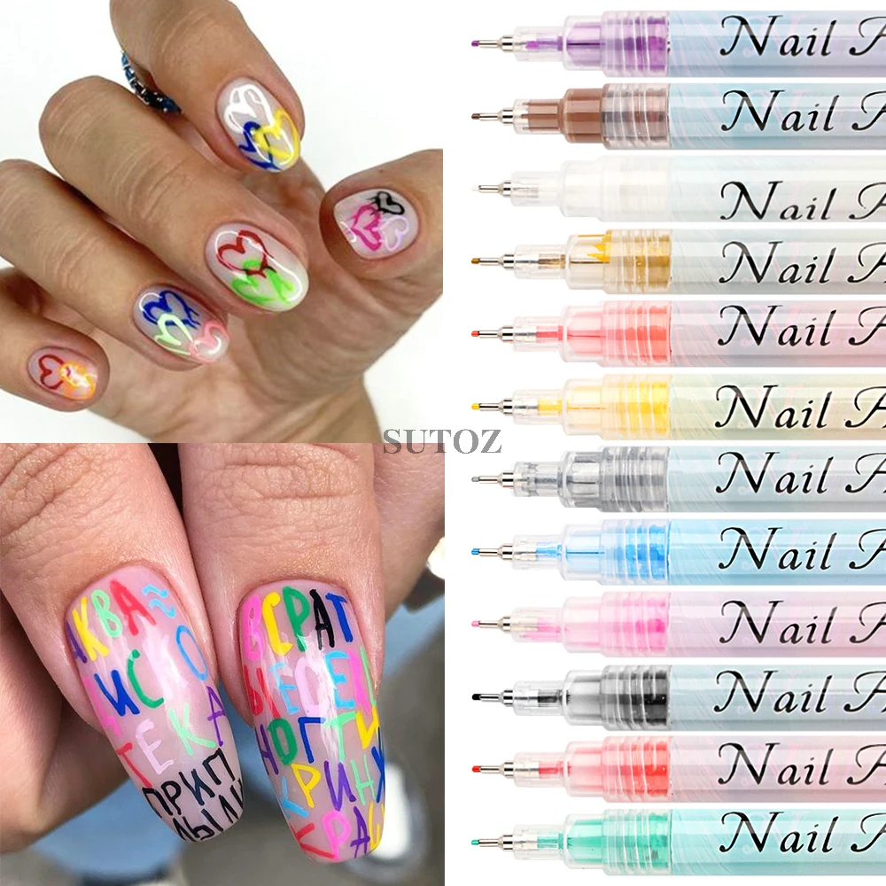 Fluorescent Color Nail Polish Pen Spring Summer Painting Gel Graffiti Wave  Drawing Stripe Line Brush Nail Art Varnish DIY Tools - AliExpress