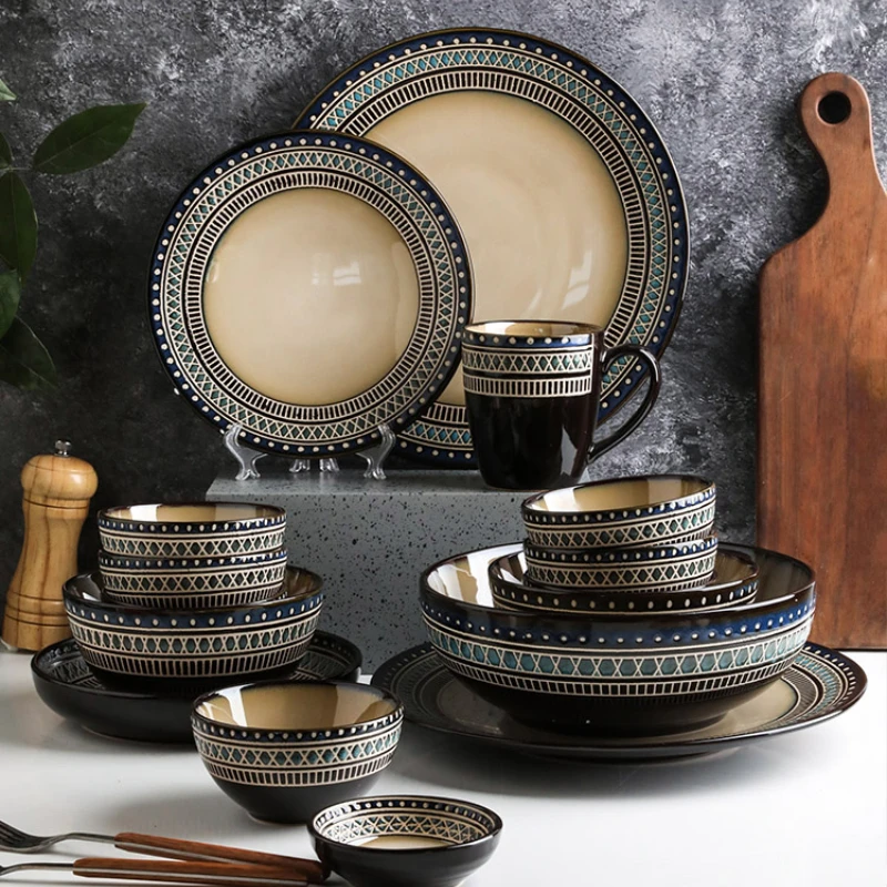 

Bowl and Dish Set Household Light Luxury Bowls and Plates Bowls and Chopsticks Combination High-End Ceramic Tableware