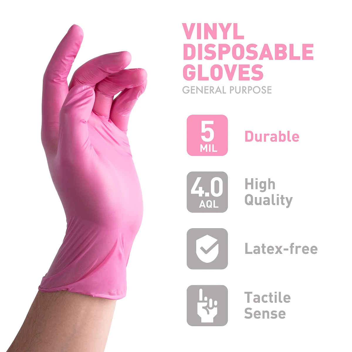 100PCS Disposable Pink Nitrile Gloves Latex Free WaterProof PVC