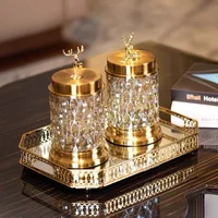 European Elk Storage Jar - Metal Glass Jewellery Jar for Living Room - Candy Jar Ornament Light Luxury Home Decorations 1