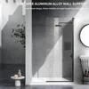 Shower Door Bathroom Semi-Framed Fixed Shower Glass Door Single Shower Screen in Matte Black Clear Tempered Glass Shower Door 6