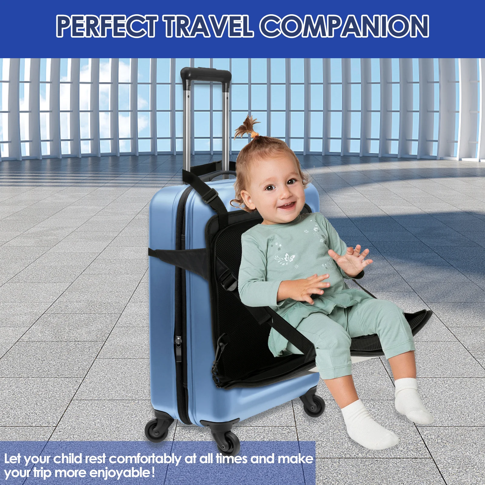 Travel Seat for Luggage Portable Kids Suitcase Seat Child Carrier Folding Non-slip Luggage Seat Family Travel Easy Folding Chair