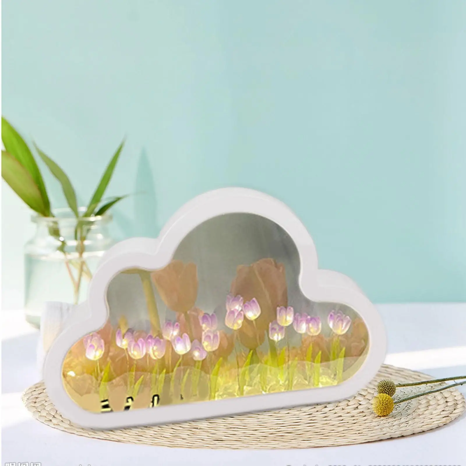 DIY Tulip Mirror Night Light Creative Handmade NightStand Lamp Bedside Light