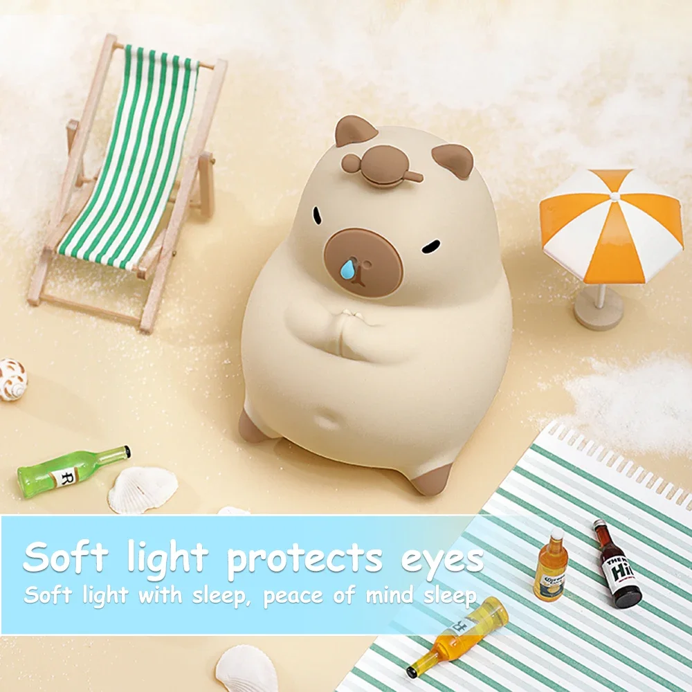 Capybara Night Light Touch Sensor Cartoon Soft Silicone Lamp Dimming Kid Children Birthday Gift Room Decoration Sleeping light