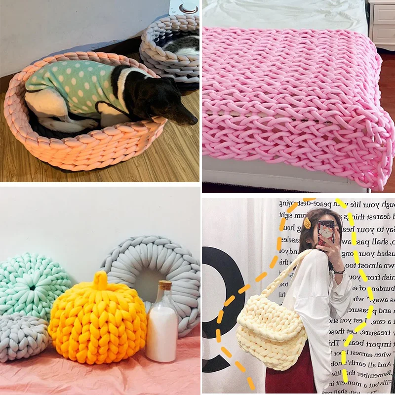 100g/ball Chenille Knitting Yarn Soft Ice Strip Line Cotton Yarn DIY Wool for Hand Knitting Scarf Thick Wool