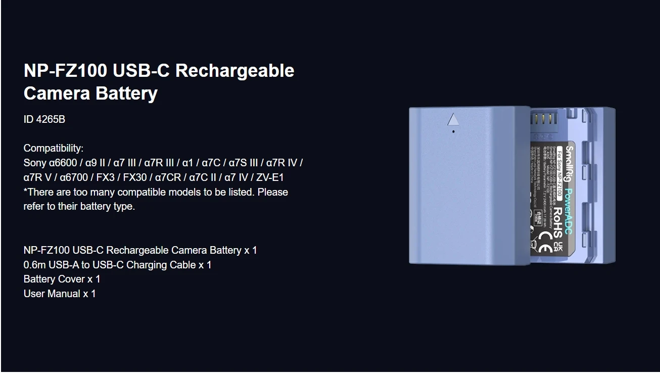 Np Fz100 Battery Charger Neewer NP-FZ100 2400mAh Battery For Sony A7R V A7S III A7 IV, USB-C Charging Cable, Compatible With Sony ZV-E1, FX3, FX30, A1, A9,A9 II, A6600, A7C Double A