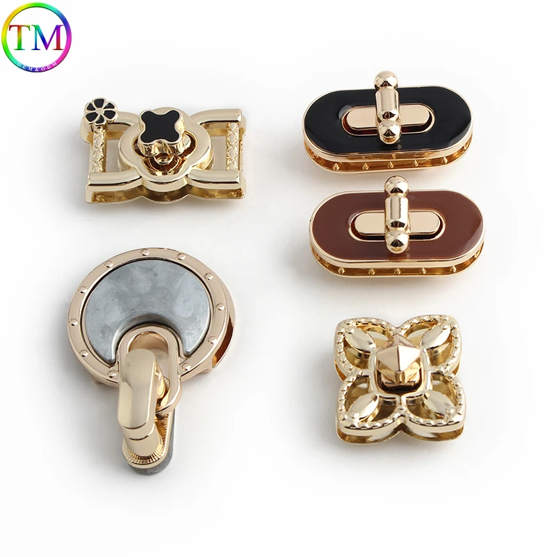 5-20-30Sets Rectangle Metal Turn Locks For Craft Bags Handbag Closures Snap Purse Bags Handbag Turn Lock Hardware Accessories