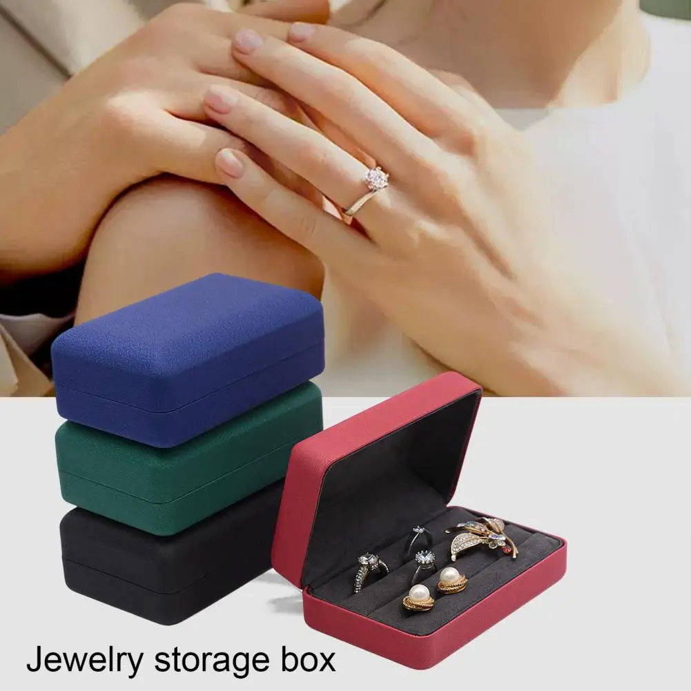 

Small Ring Storage Container Stylish Compact Jewelry Organizer Portable Ring Storage Box with Multiple Grids Soft Tray Compact