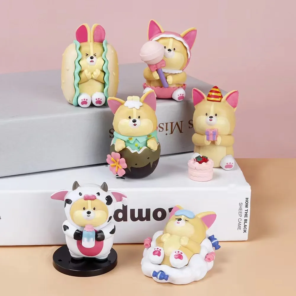

6Pcs/Lot Anime Food Dog Series Figurine Action Character Model Doll Desktop Toy