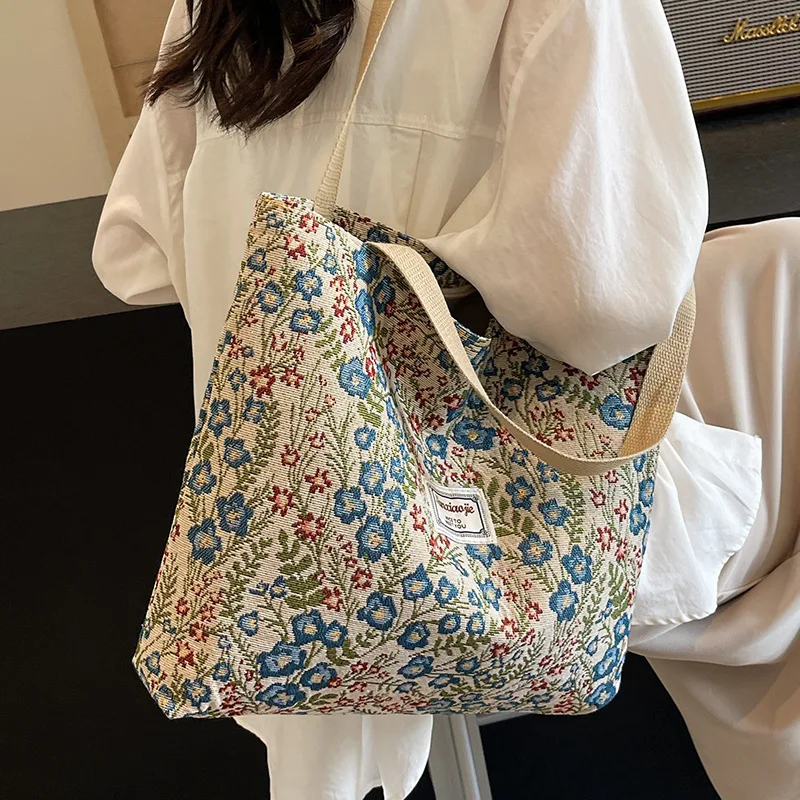 Bohemian Ethnic Style Corduroy Tote Bag for Women - Stylish Everyday Shoulder Bag