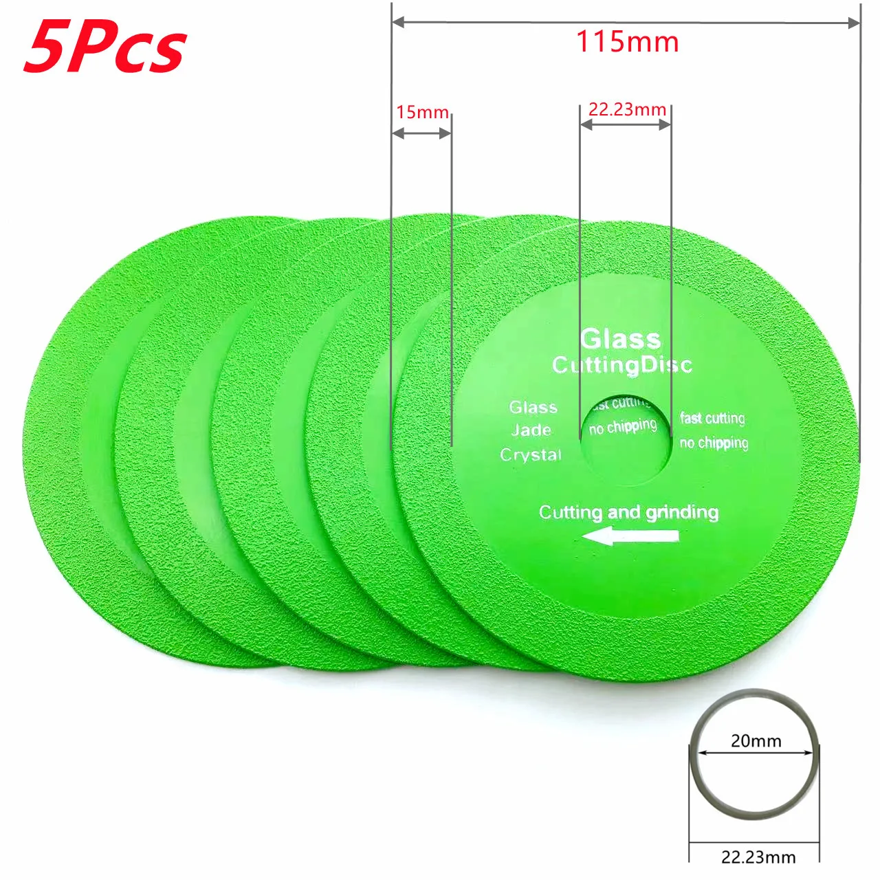 

5pcs 115mm 22.23mm Glass Cutting Disc Diamond Marble Saw Blade Jade Crystal Wine Bottles Grinding Cutting Grinding Disc Tool