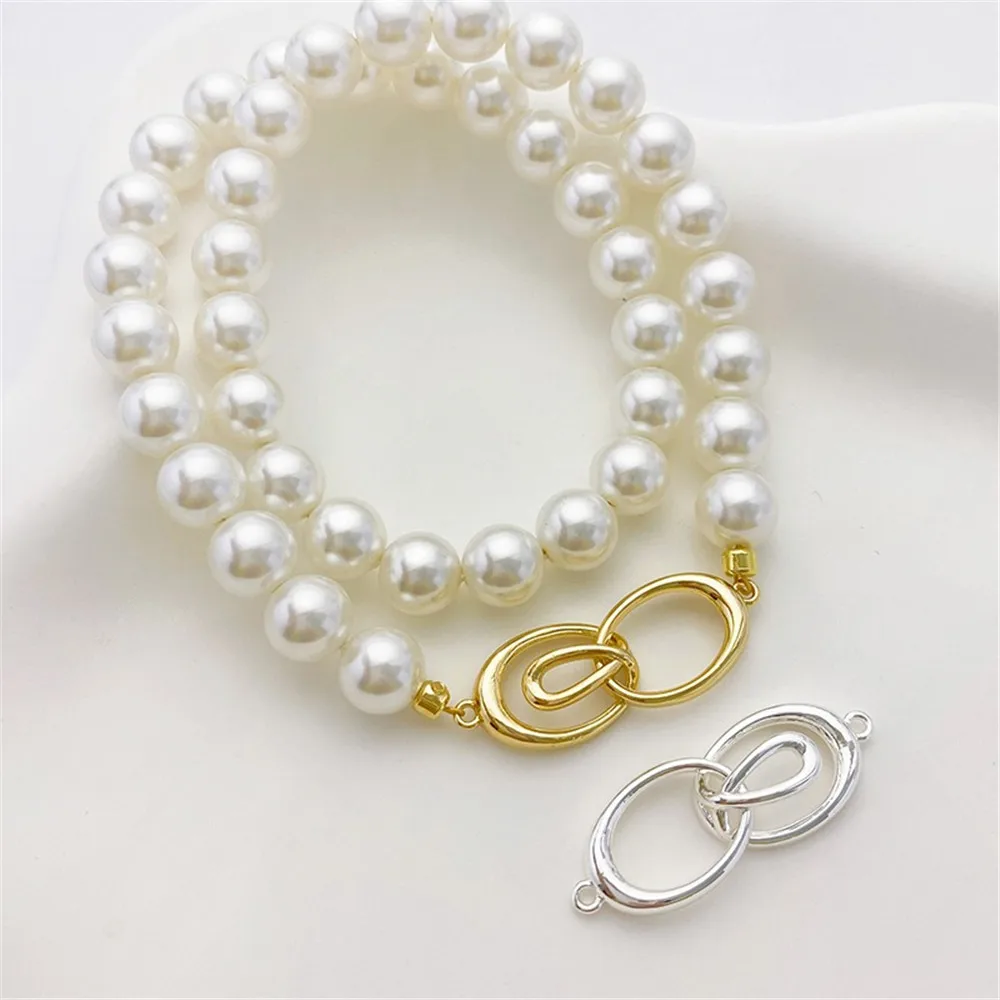 

14K Gold-plated Ring Linked Necklace Connecting Buckle Diy Wear Pearl Bracelet Finishing Buckle Jewelry Material Accessories