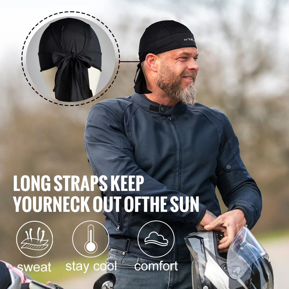 WRELS Skull Caps UV Protection Bandana Cap Sweat-Wicking Pirate Hats Breathable Pirate Hats Adjustable Running Durag Bandana