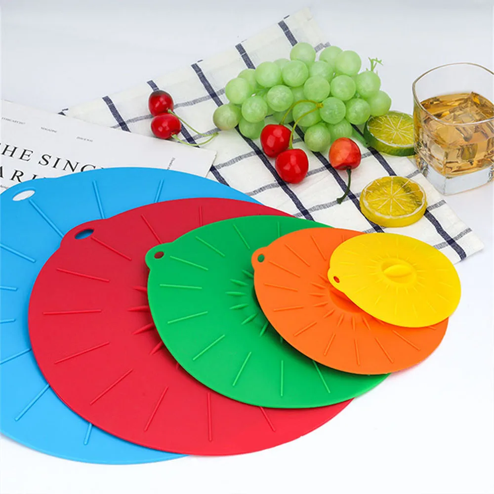 Universal Silicone Suction Lid Easy Vacuum Seal Stretch Sealer Bowl Can Pan Pot Caps Cover Kitchen Cookware Accessories silicone covers glass pot lid bowl cover silicone pot lid glass lid