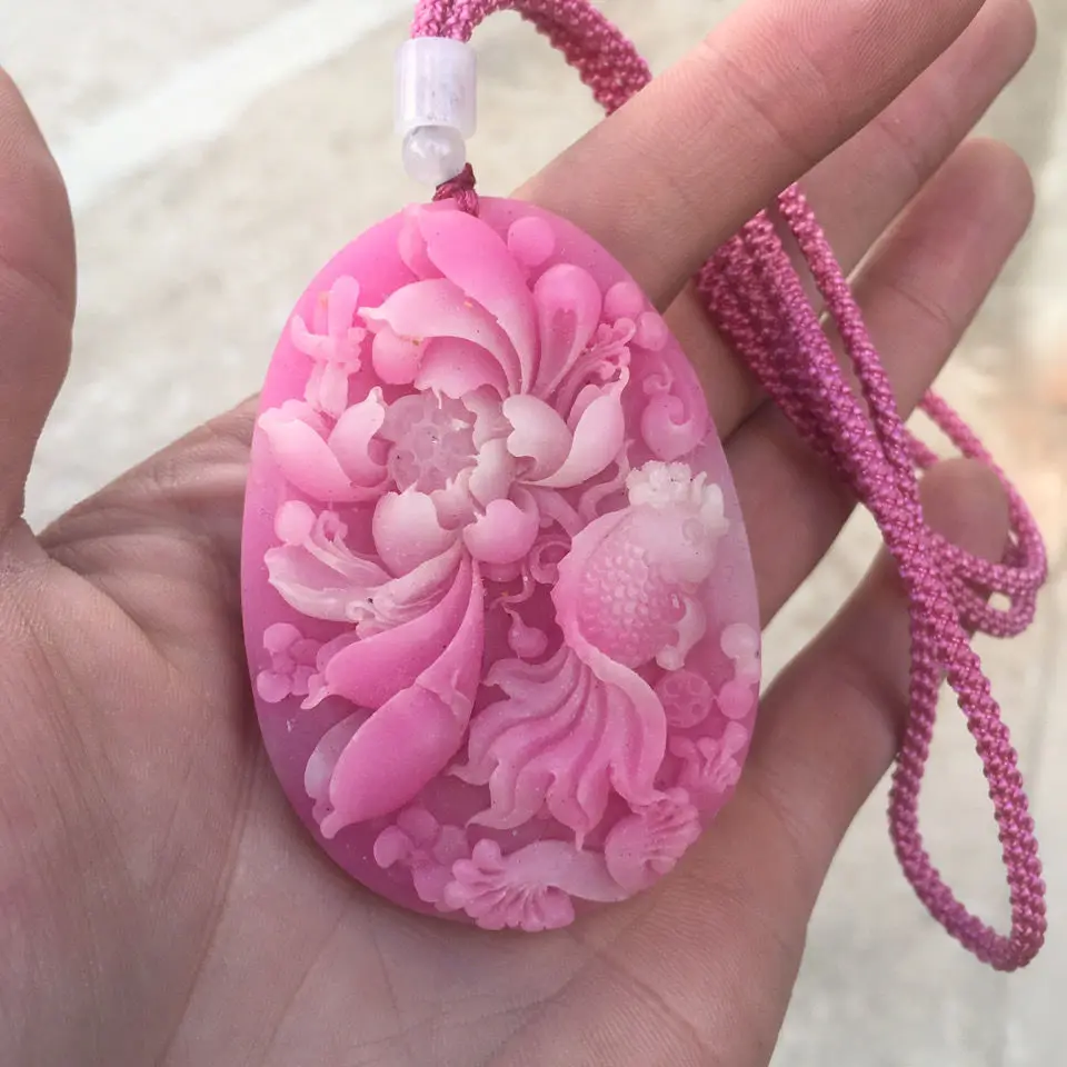 Peach Blossom Jade Natural Opal Sweater Chain Women Fashion Pendant Jewelry