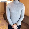 Casual Men Winter High Solid Color Sweater Turtleneck Brand Mens White Sweaters Slim Knitted Fit Pullover Twist Striped Knitwear 2