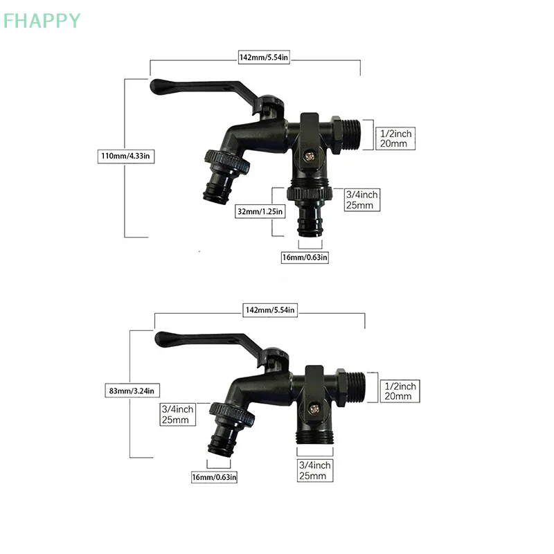 Outdoor Garden Anti-Freeze Bibcocks With Dual Outlet 1/2 Inch Outdoor Hose Faucet Garden Water Tap Faucet