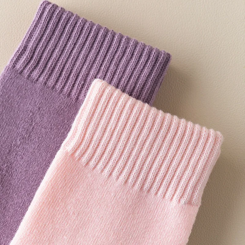 Autumn and Winter Thick Solid Color Woolen Hoop Socks Fashionable Warm and Cold Proof High Wall  Long  Socks  Practical