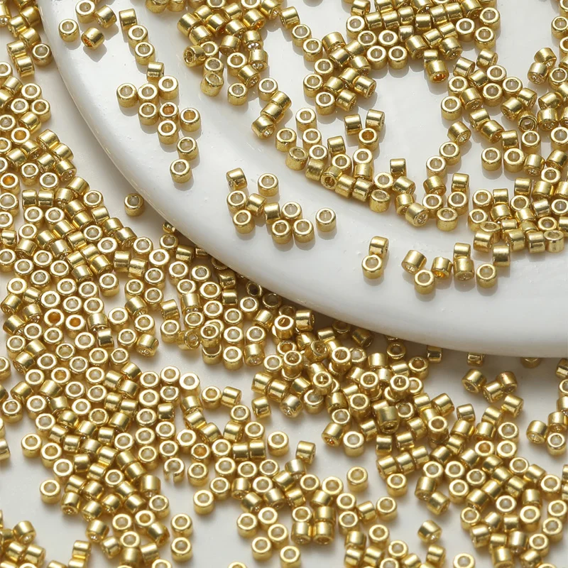 Glass Beads 1200 Pieces 2MM Plating Metal Color Vintage Style DIY Beaded Bracelet Loose Beads Accessories 10grams/bag