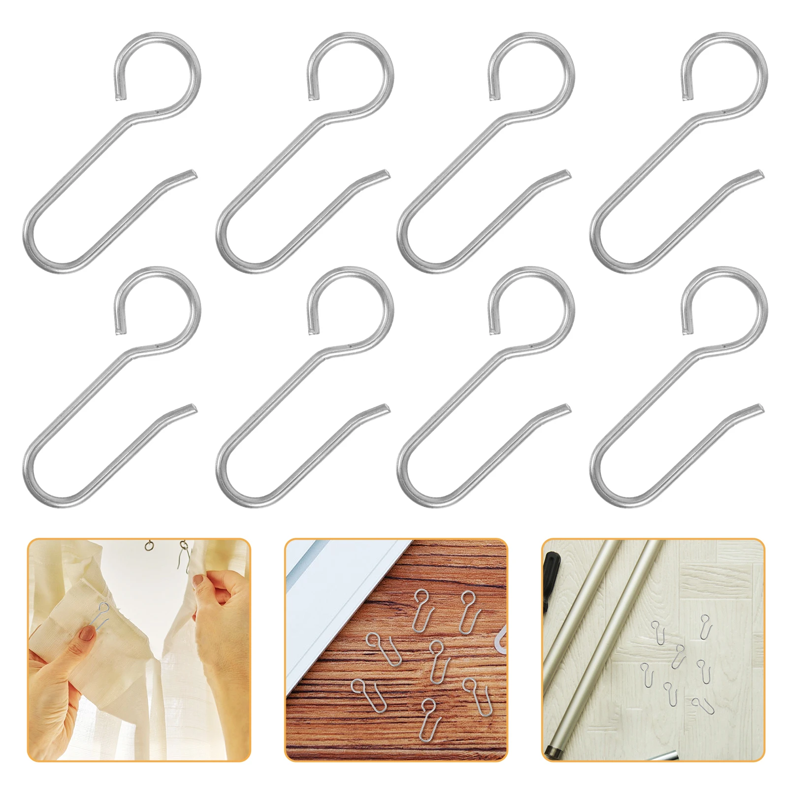 60pcs Curtain Track Hooks S Shaped Metal Small Curtain Hooks Replacement Drape Wire Hook Gliders Hardware