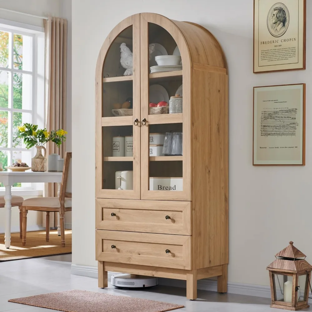 Tall Arched Kitchen Pantry, Modern Farmhouse Wood Kitchen Storage Versatile Cupboard, Dining Room, Bathroom 3