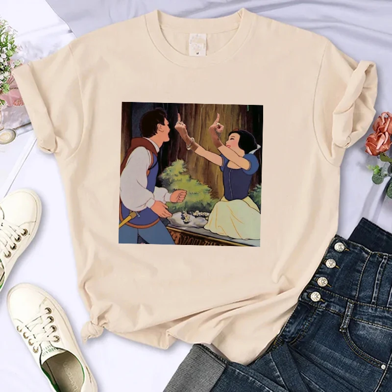 Streetwear Hip Hop Graphic Disney Princess T Shirt Women Harajuku 90s Cute T-shirt Funny Tshirt Female Clothes