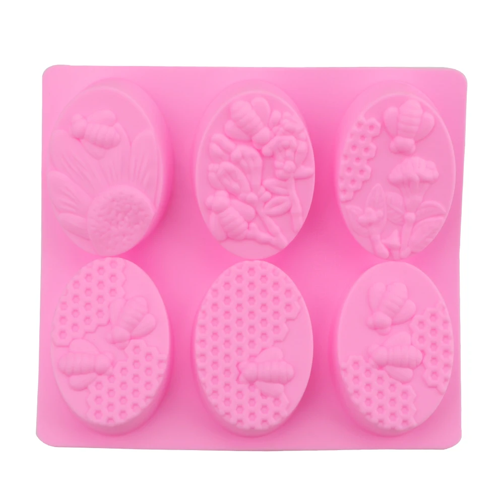 1 Pcs Honey Bee Silicone Soap Mold DIY Handmade Craft 3D Insect Soap Mold  Silicone Oval 6 Forms Soap Molds for Soap Making