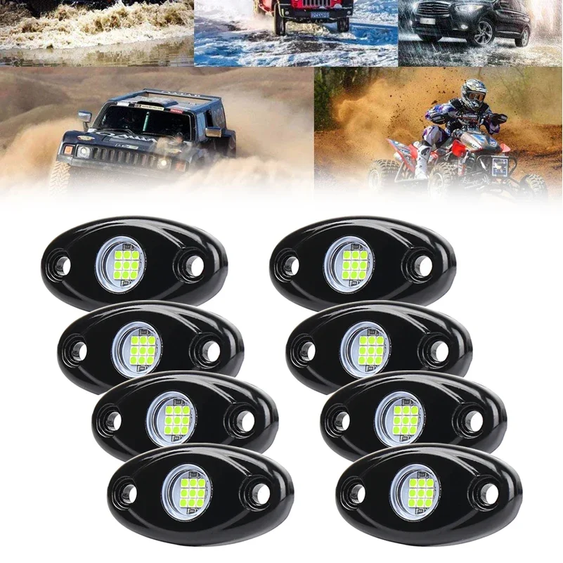 2/4/8Pods Led Rock Lights Per Jeep Atv Suv Offroad Car Truck Boat Underbody Glow Trail Rig Lamp Underglow Led Neon Lights Wate